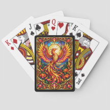 Buntglas-Phoenix-Spielkarten