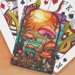 Buntglas-Pilze Sonnenaufgang Spielkarten