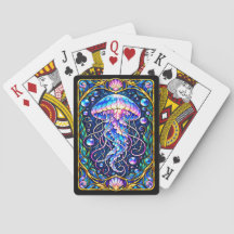 Buntglas-Quallen-Spielkarten