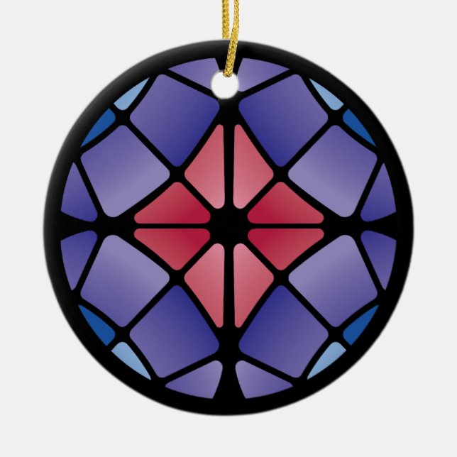Buntglas (Radial - Mitternacht) Keramik Ornament (Vorne)
