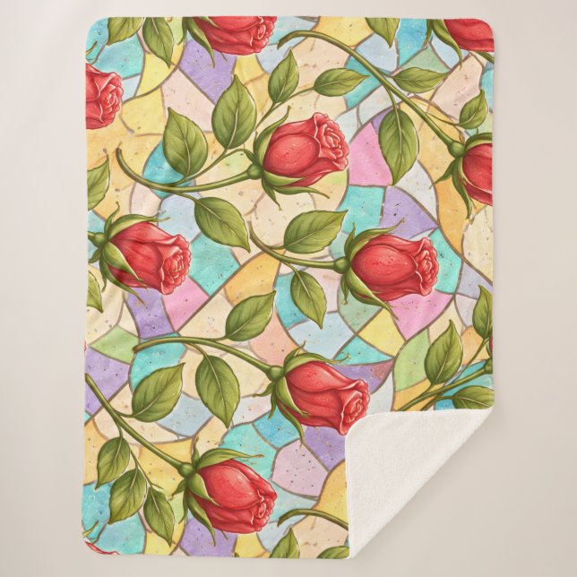Buntglas-Röschen Sherpadecke (Vorderseite)