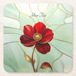 Buntglas-Rot-Blumen-Papier-Getränkeuntersetzer Rechteckiger Pappuntersetzer