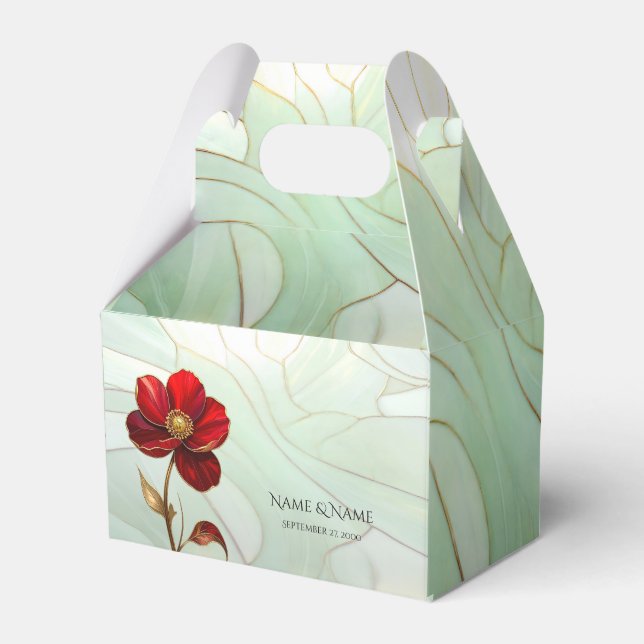 Buntglas-Rote-Blumen-Geschenkbox Geschenkschachtel (Vorderseite)