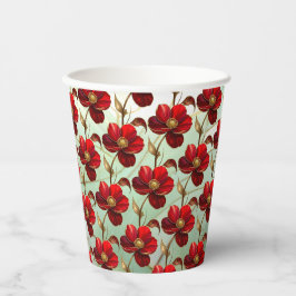 Buntglas-Rote-Blumen-Papierbecher Pappbecher