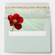 Buntglas-Rote-Blumen-Umschlag