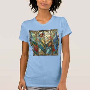Buntglas Rote Mohnblumen Hauptfigur bei Sonnenaufg T-Shirt