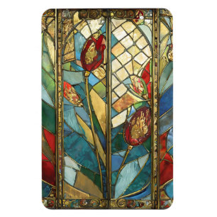 Buntglas Rote Mohnblumen Hauptmann bei Sonnenaufga Magnet