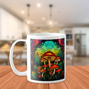 Buntglas Rote Pilze Giftpilz Fantasy Kaffeetasse