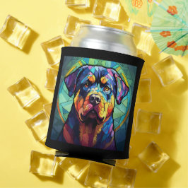 Buntglas Rottweiler  Dosenkühler