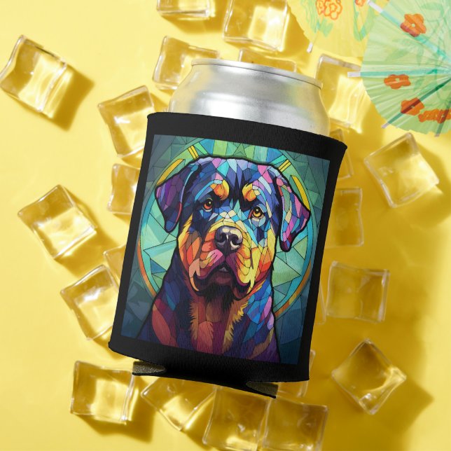 Buntglas Rottweiler  Dosenkühler (In Situ Sommer)