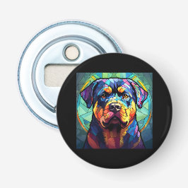 Buntglas Rottweiler  Flaschenöffner