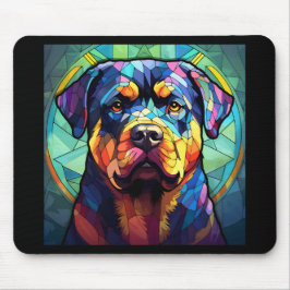 Buntglas-Rottweiler Mousepad