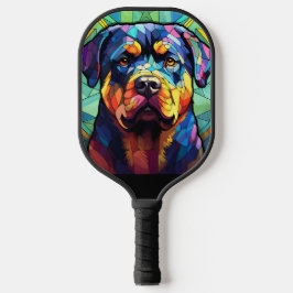 Buntglas Rottweiler  Pickleball Schläger