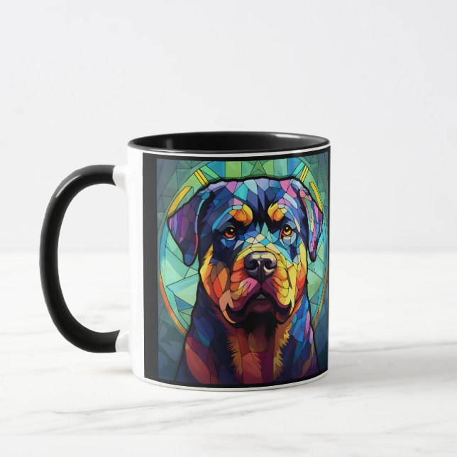 Buntglas Rottweiler  Tasse (Links)