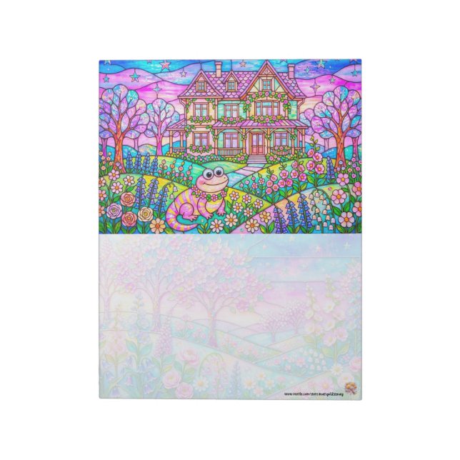 Buntglas-Salamander-Notizblock Notizblock (Rotiert)