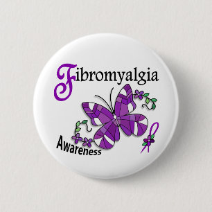 Buntglas-Schmetterling2 Fibromyalgia Button