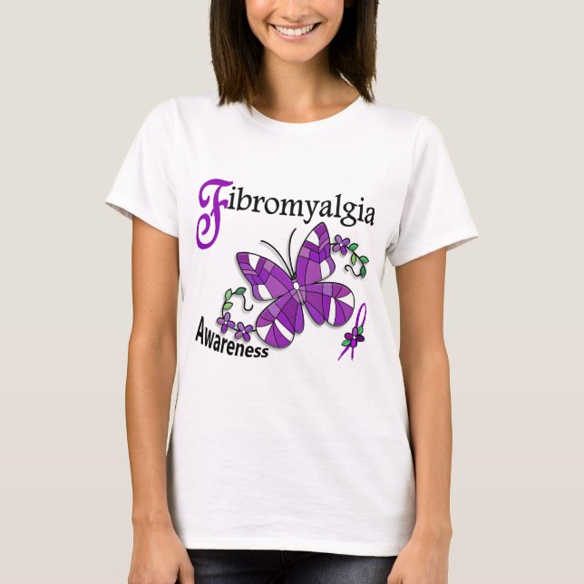 Buntglas-Schmetterling2 Fibromyalgia T-Shirt (Vorderseite)