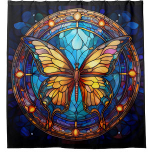 Buntglas-Schmetterling Duschvorhang