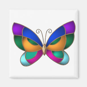 Buntglas-Schmetterling Magnet