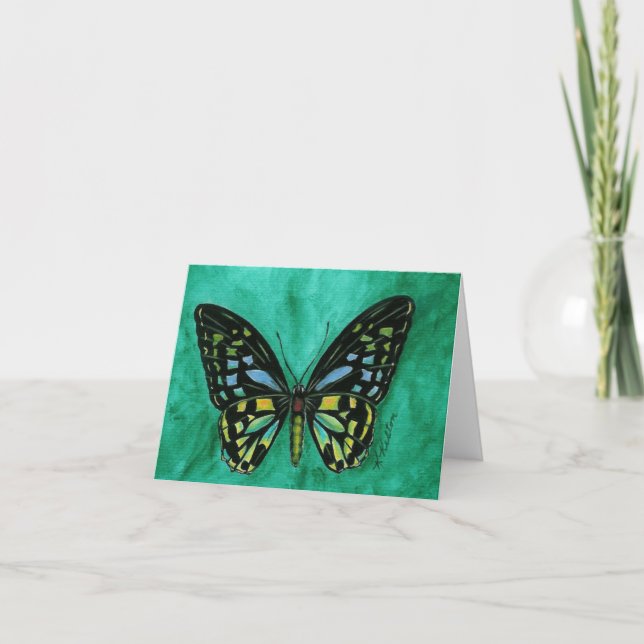 Buntglas-Schmetterling Notecard Karte (Vorderseite)