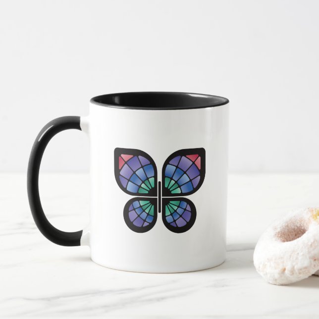 Buntglas-Schmetterling Tasse (Mit Donut)