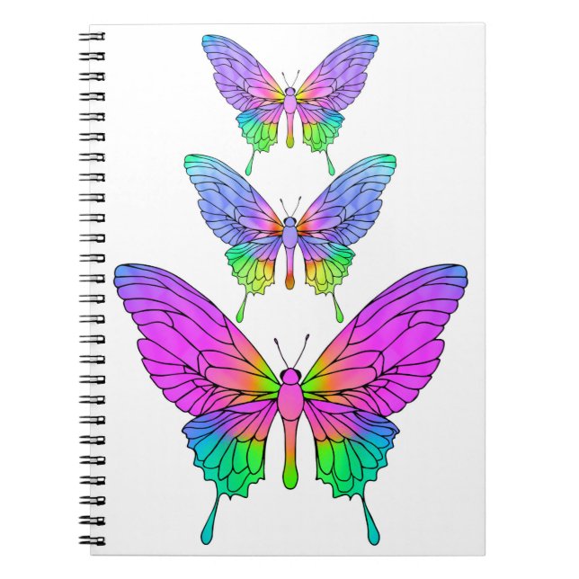 Buntglas-Schmetterlinge Notizbuch Notizblock (Vorderseite)