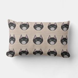 Buntglas-Schwarze Katze, Beige Lendenkissen