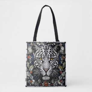Buntglas Schwarzweiß-Leopard