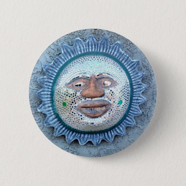Buntglas Sonnen-Gesicht-Knopf Button (Vorderseite)