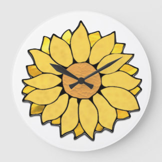 Buntglas-Sonnenblumen-Uhr Große Wanduhr