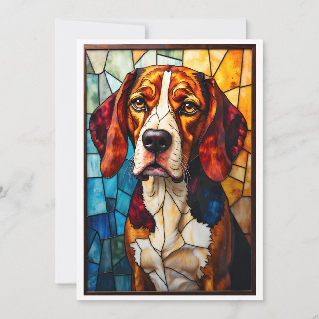 Buntglas-Stil Beagle-Hund  Karte (Vorderseite)
