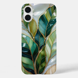 Buntglas-Stil-Blatt-Ästhetik-Handyhülle iPhone 16 Plus Hülle