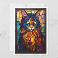 Buntglas-Stil Charmante Katze mit gelben Augen