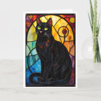 Buntglas-Stil Charmante schwarze Katze