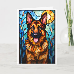 Buntglas-Stil Deutscher Schäferhund Karte