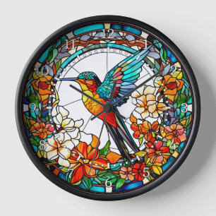 Buntglas-Stil Kolibri  Uhr