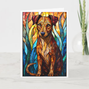 Buntglas-Stil-Mischlingshund Karte