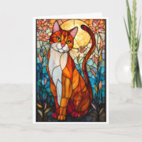 Buntglas-Stil Orange und Weiße Katze