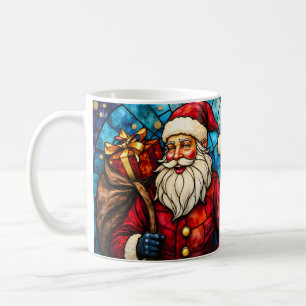 Buntglas-Stil Weihnachtsmann Frohe Weihnachten Kaffeetasse