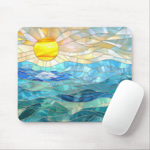 Buntglas Strand Ozean Tropischer Sonnenaufgang Mousepad