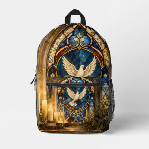 Buntglas-Tauben-Weihnachtsfenster Bedruckter Rucksack