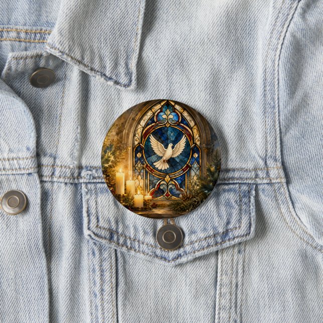 Buntglas-Tauben-Weihnachtsfenster Button (Beispiel)