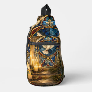 Buntglas-Tauben-Weihnachtsfenster Crossbody Bag