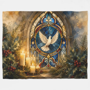 Buntglas-Tauben-Weihnachtsfenster Fleecedecke
