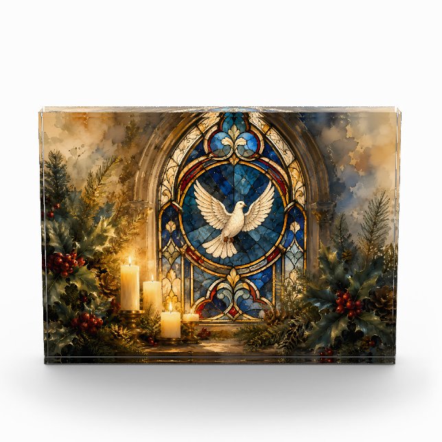 Buntglas-Tauben-Weihnachtsfenster Fotoblock (Vorderseite)