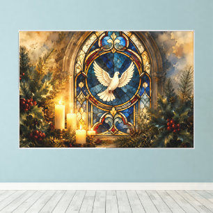 Buntglas-Tauben-Weihnachtsfenster Leinwanddruck