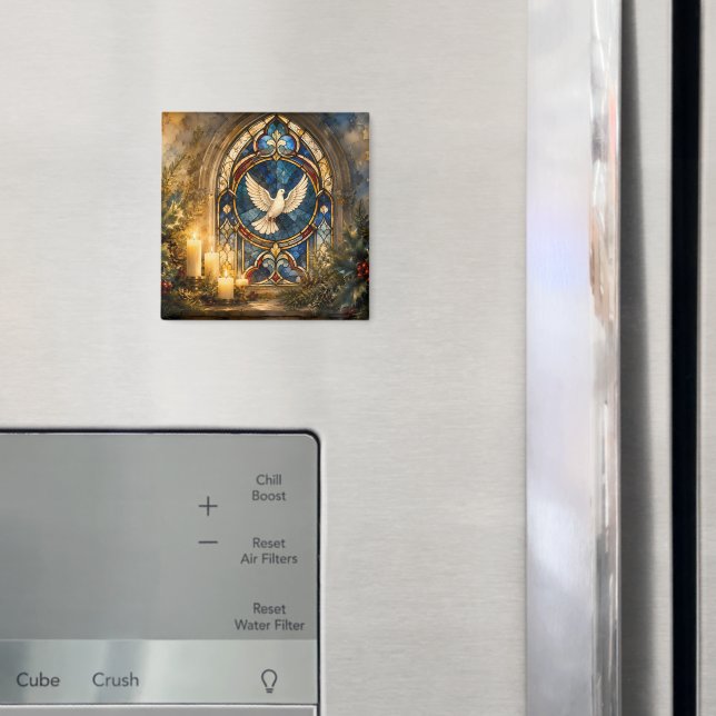 Buntglas-Tauben-Weihnachtsfenster Magnet (In Situ (Kühlschrank))