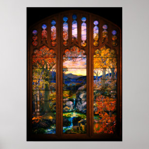 Buntglas Tiffany-Optik viktorianisch elegant  Poster