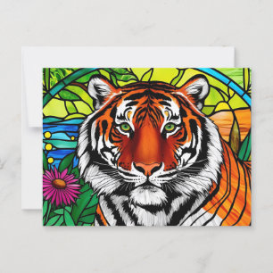 Buntglas-Tiger Postkarte