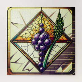 Buntglas-Trauben und Weizen-Illustration Puzzle